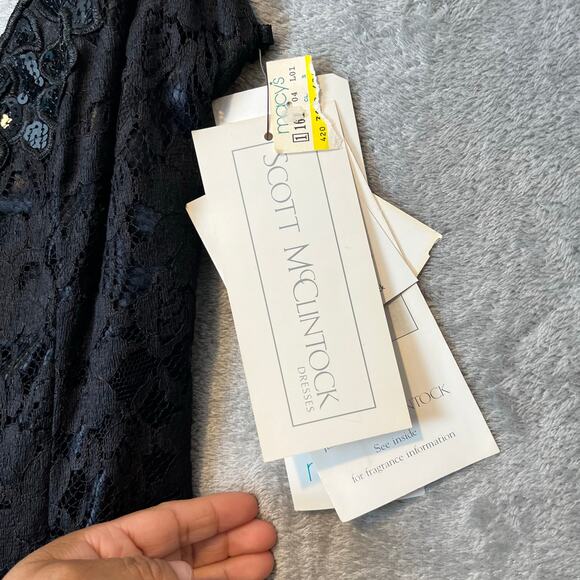 Vintage‎ Black Lace Mini Sequins Dress Romantic Gothic Deadstock New Sz 6 Punk - Picture 6 of 8